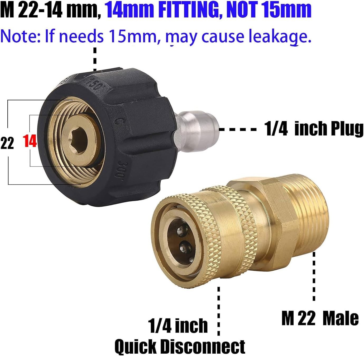 Effortless Connection: M22 14mm to 1/4 Inch Quick Connect Pressure Washer Set