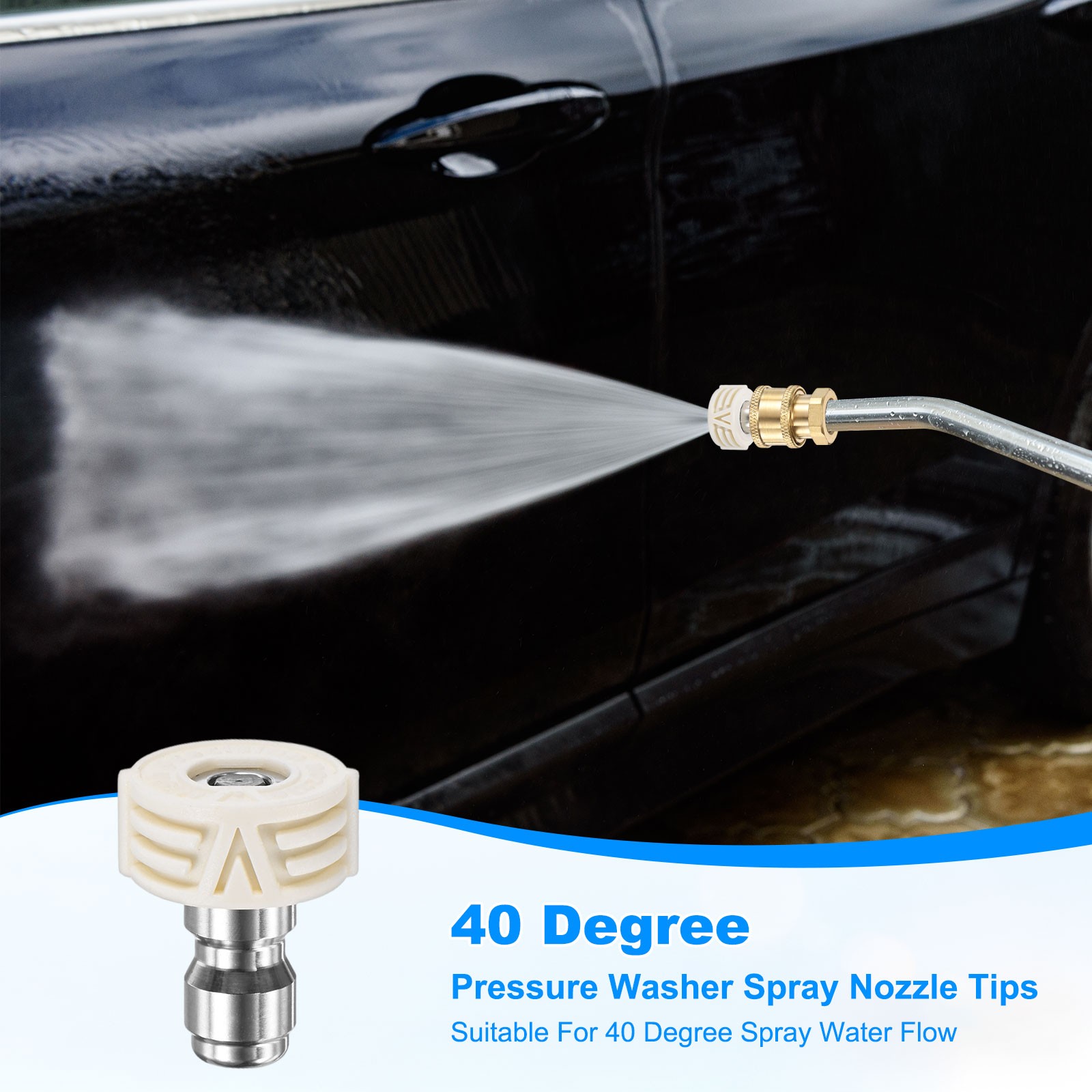 4-Pack Pressure Washer Nozzle Set, Multi-Degree, Orifice 4.0