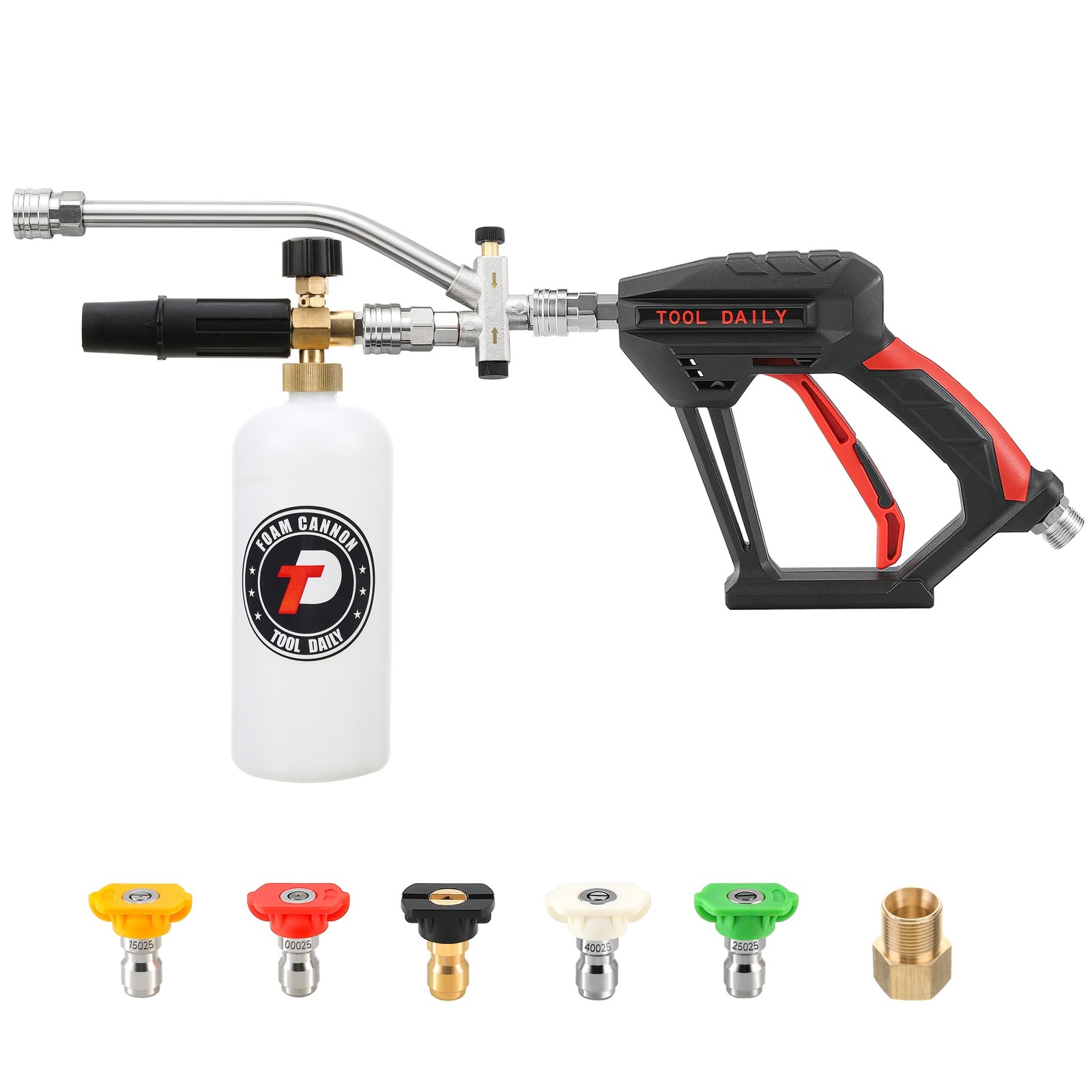 Short Pressure Washer Gun with Foam Cannon, Dual Connector Accessory, 1/4 Inc…