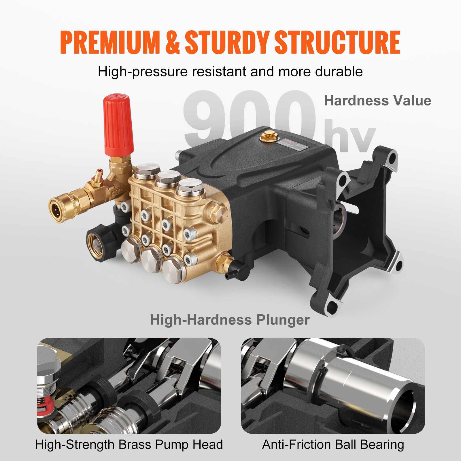 VEVOR Pressure Washer Pump Power Washer Pump 1″ Shaft Horizontal 4400 PSI 4 GPM