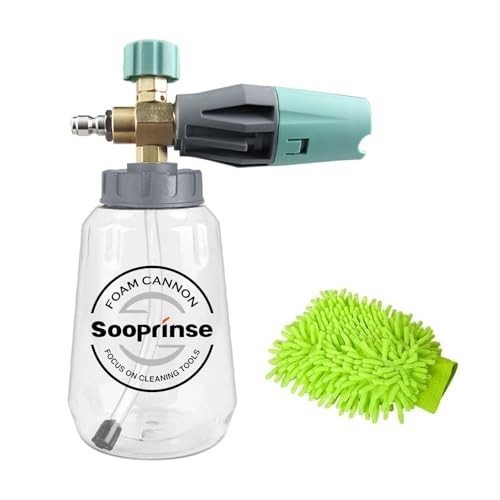 Sooprinse Foam Cannon, Adjustable Snow Foam Lance Transparent Body, Green