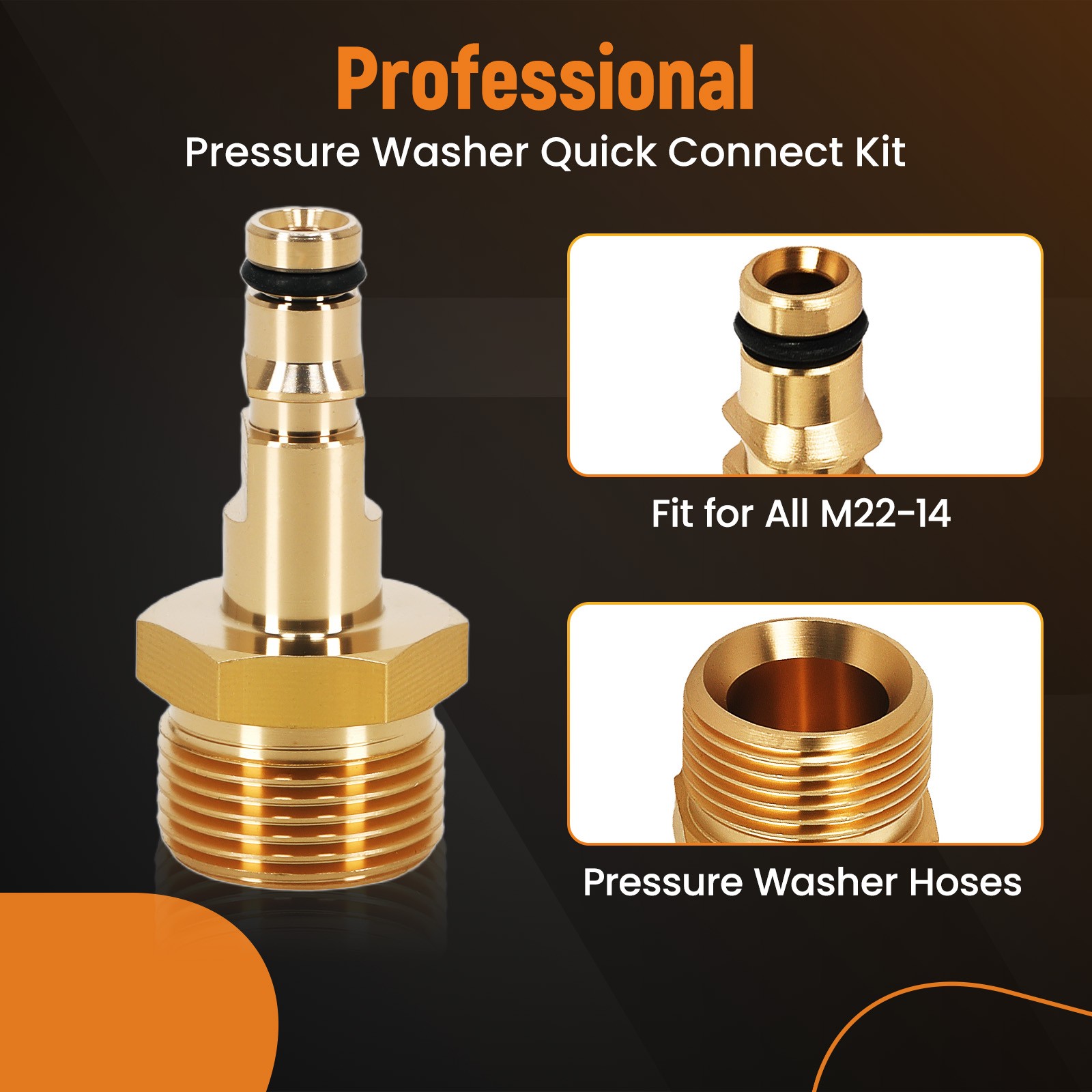 Brass M22 Adapter for Karcher Pressure Washer 14mm Quick Connect Fitting