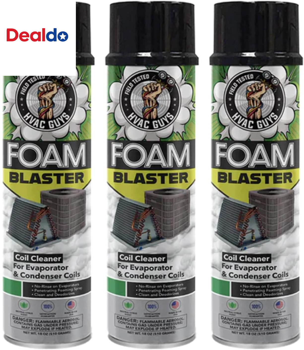 Foam Blaster AC Coil Cleaner for AC Unit 3-Pack | No Rinse Formula for Evaporato