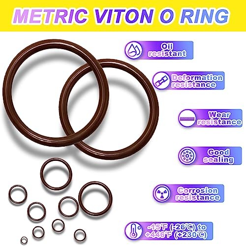 Pcs Metric Viton O Ring Assortment Kit 75A Durometer 30 Sizes Brown O-Ring 386