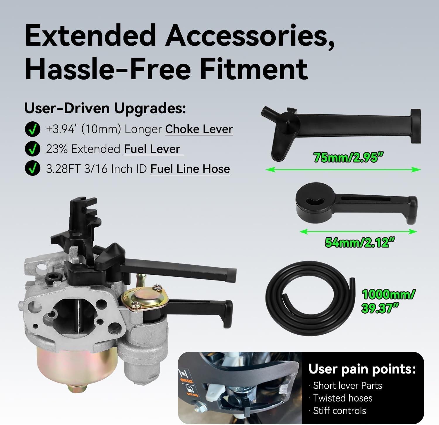 Powerhorse 750143 Carburetor with Enhanced Gasket & Extended Levers – 212cc 6HP