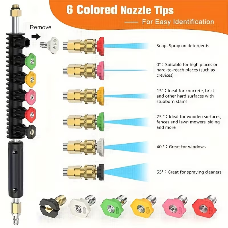 7pcs Pressure Washer Extension Wand Replaceable Upgraded Power Washer Lance