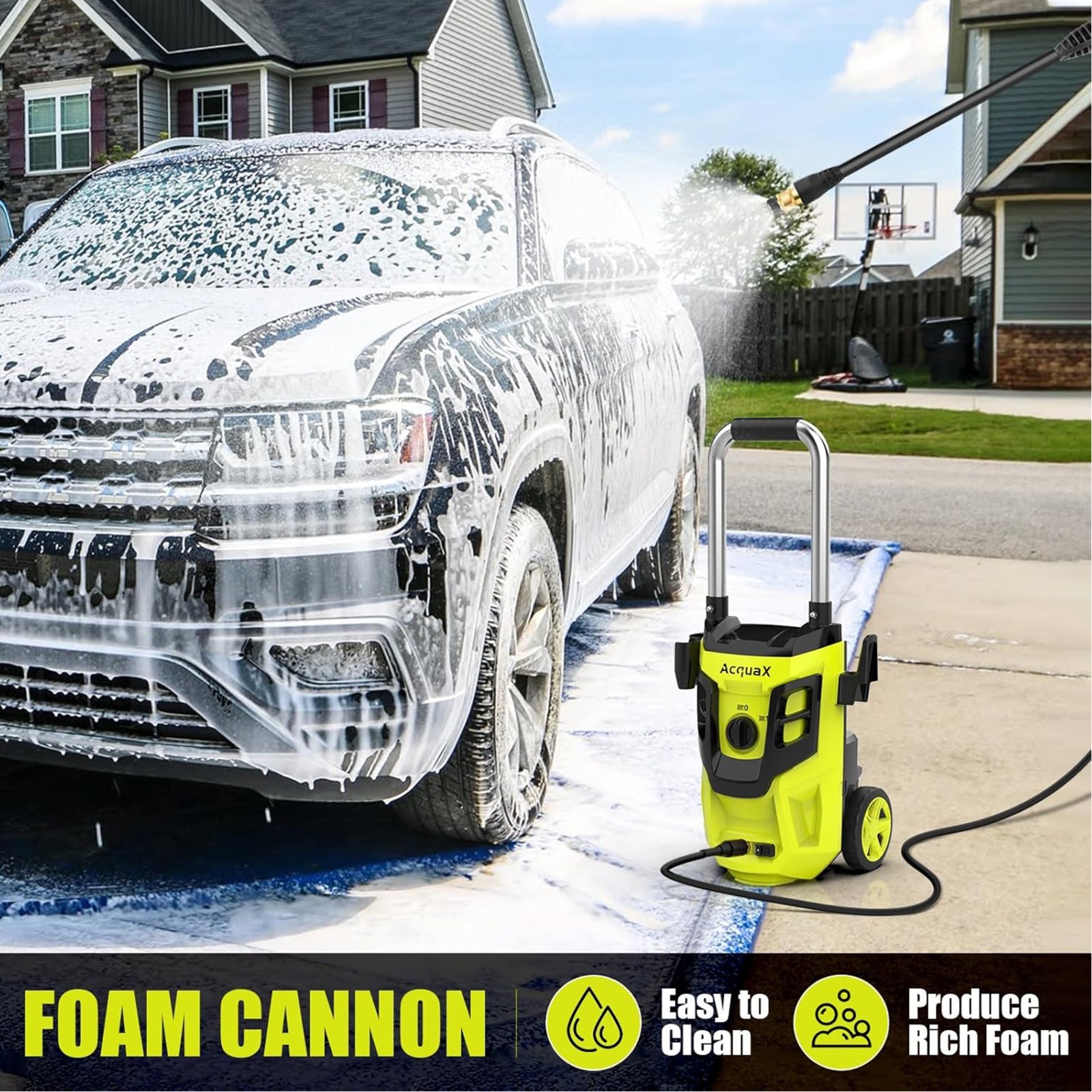 Electric Pressure Washer 3800 PSI Max 2.0 GPM Power Washer with 4 Nozzles Green