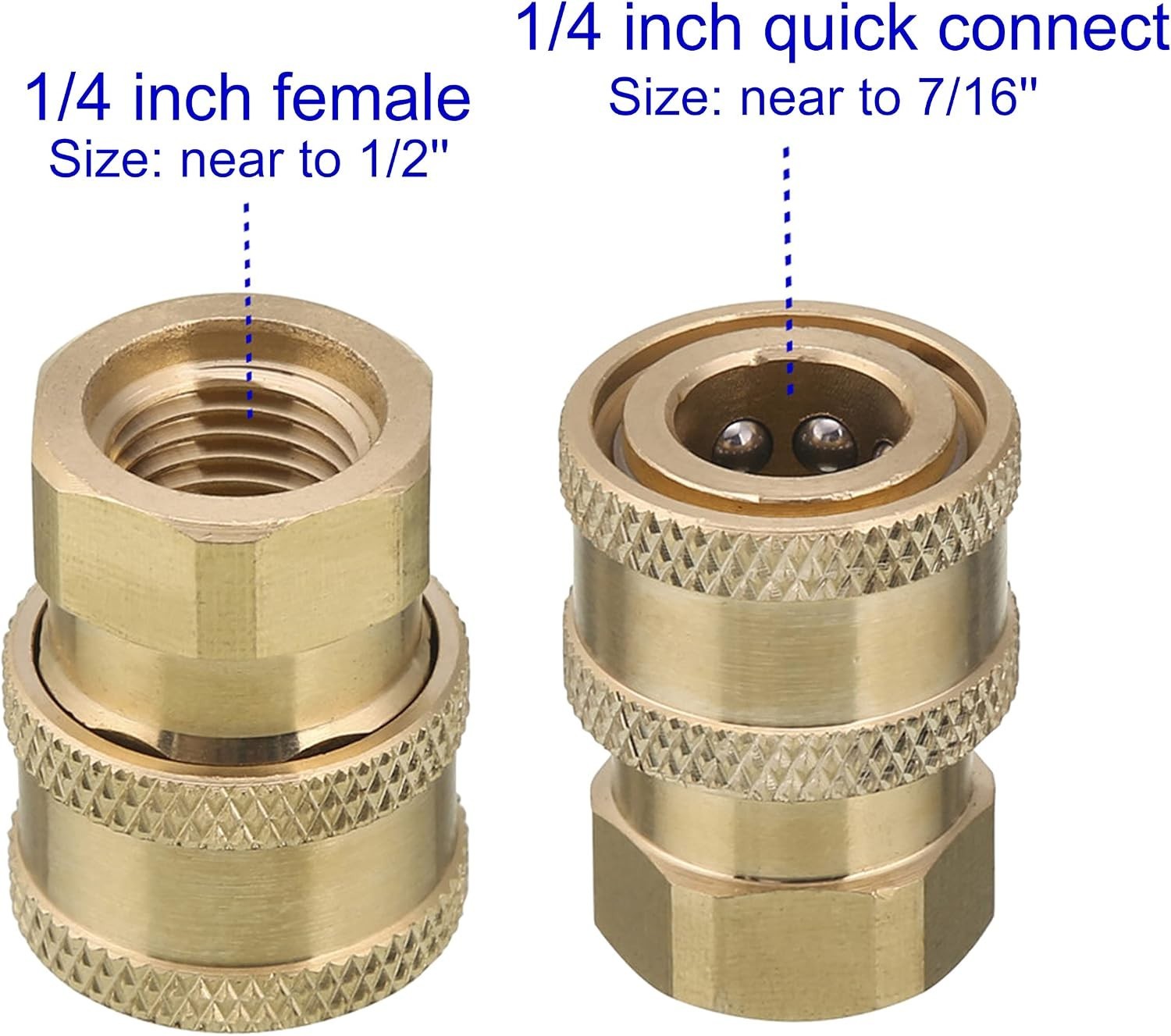 Pressure Washer Coupler, 1/4 Inch, Quick Connect to Female NPT | Brass Fittin…