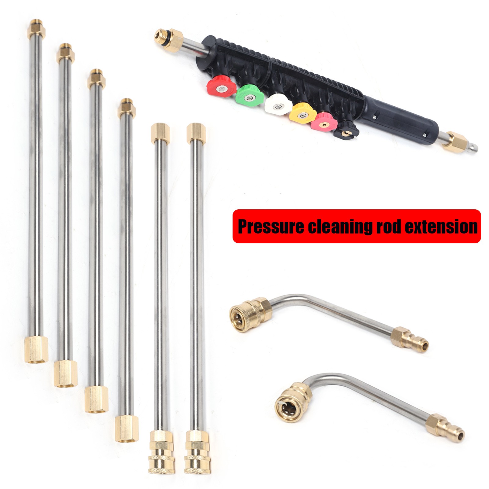 4000PSI High Pressure Washer Extension Wand Set Telescopic Lance w/ Spray Nozzle