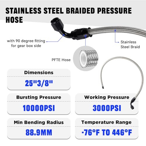 25Inch 6AN Power Steering Pump Hose Kit Compatible with Chevy C10 LS Swap