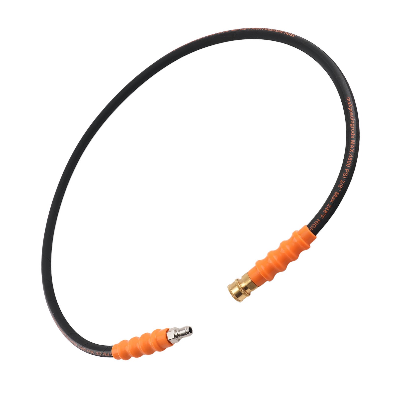 5FT 3/8″ Pressure Washer Hose 4800PSI Quick Connector Rubber Steel Black