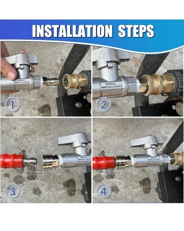 2pk – Ball Valve Pressure Washer 3/8″ Quick Connect Ball Valve Power Washer Hose