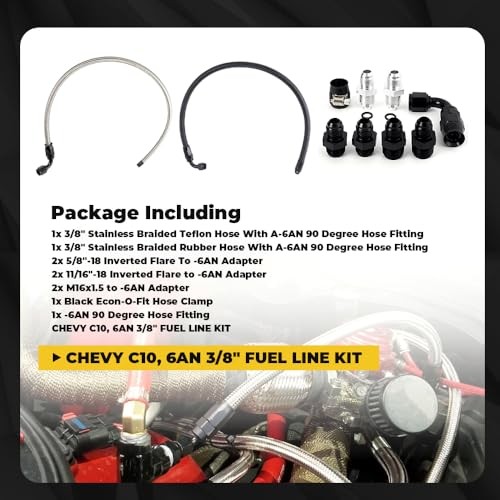 6AN Power Steering Pump Hose Kit 25Inch Compatible with Chevy C10 LS Engine,