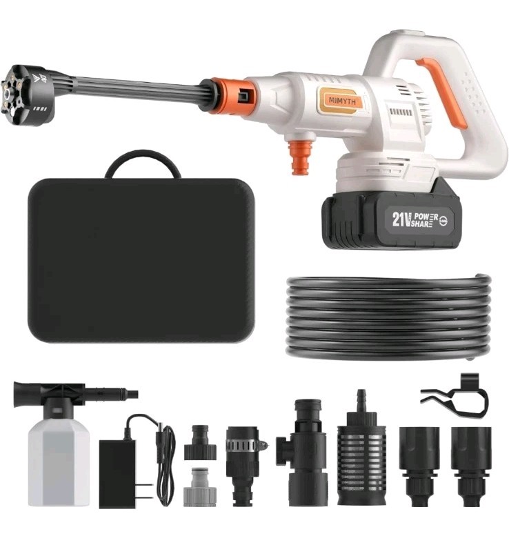 Cordless Pressure Washer Battery Powered; 1200PSI Brushless Motor 6-in-1 Nozzle