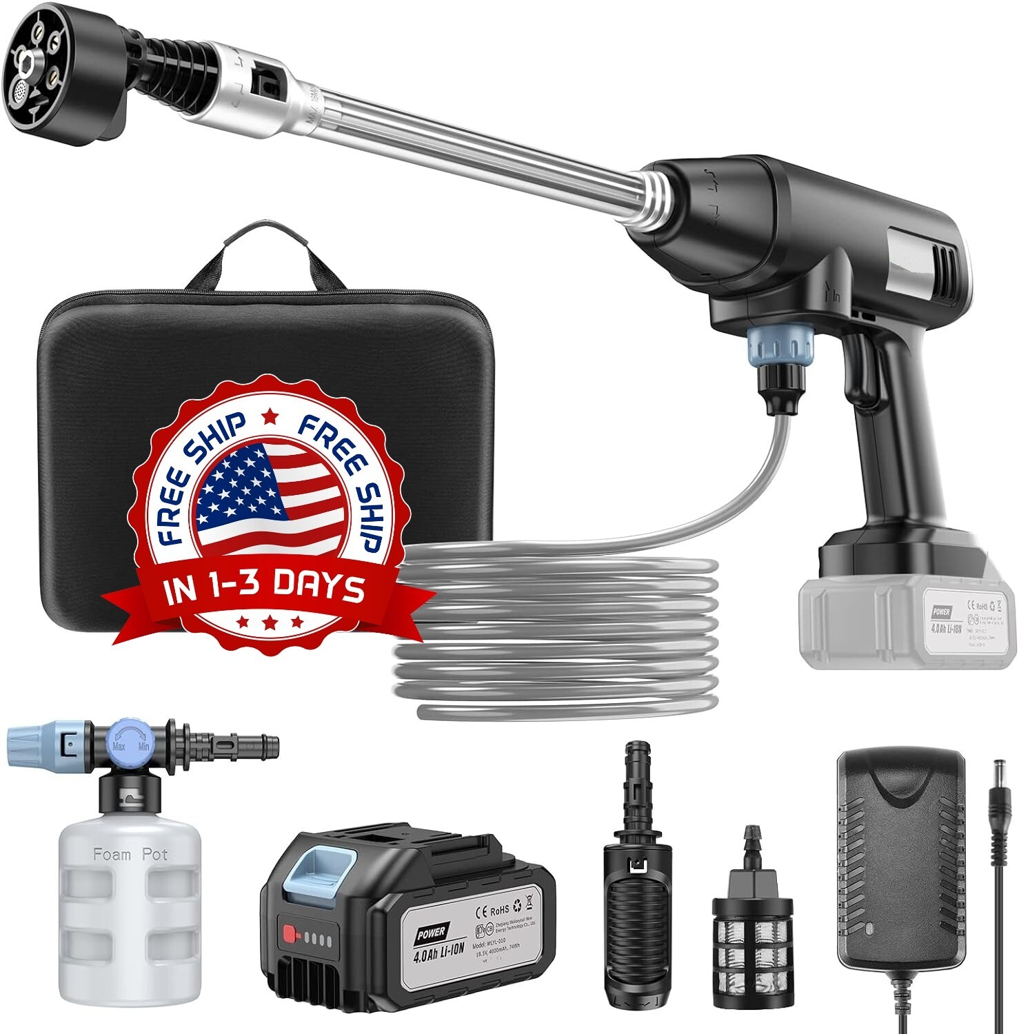 Lavadora a presión inalámbrica limpiador eléctrico portátil de 652 PSI US NUEVO