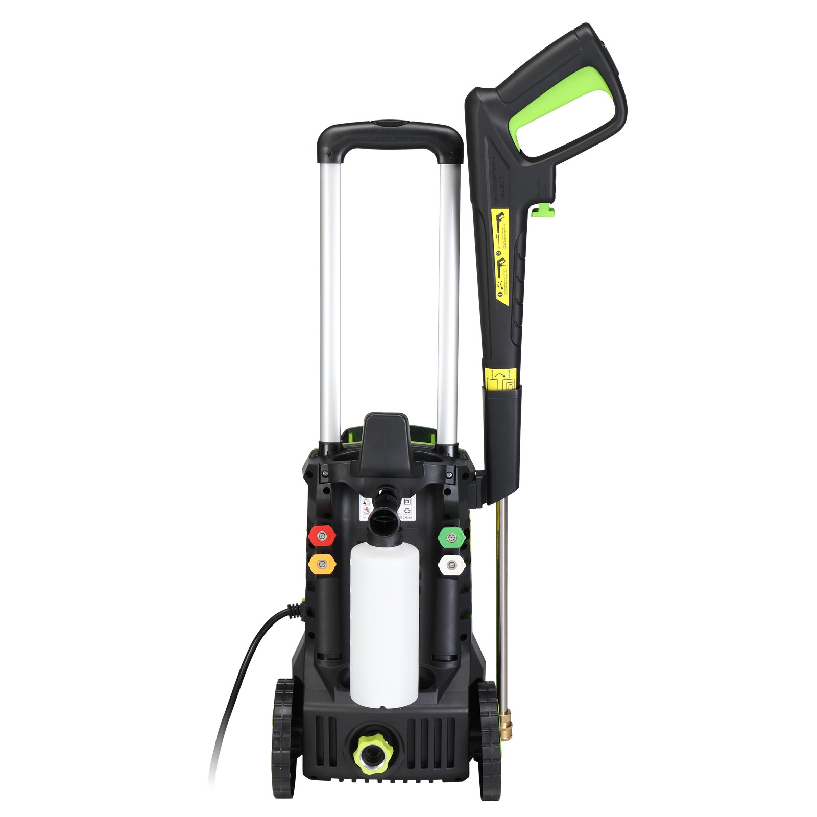 Portable Pressure Washer 4500PSI Max with 4 Nozzles and Telescopic Handle Green
