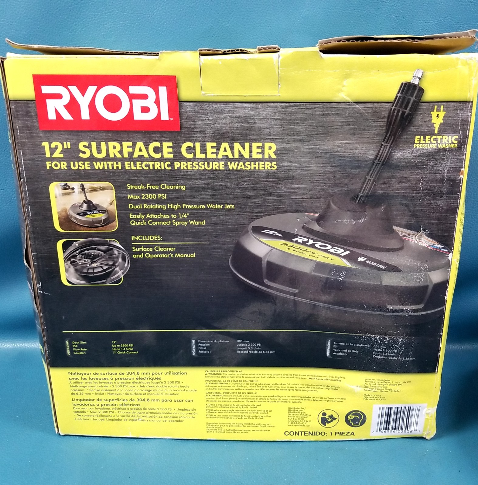 Ryobi 12″ Surface Cleaner Unused In Box Attachment For Electric Pressure Washer