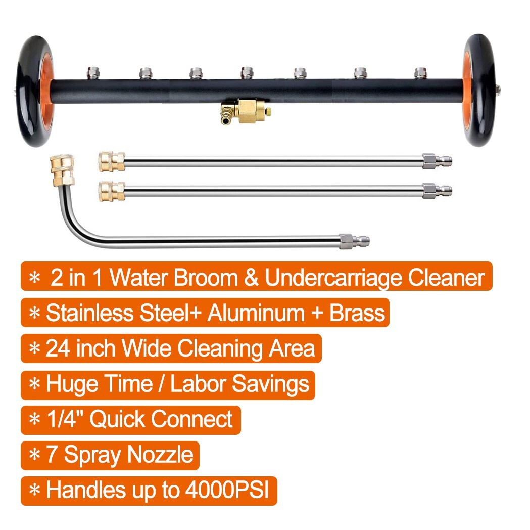 24″ Pressure Washer Water Broom Undercarriage Cleaner Driveway Surface Cleaner