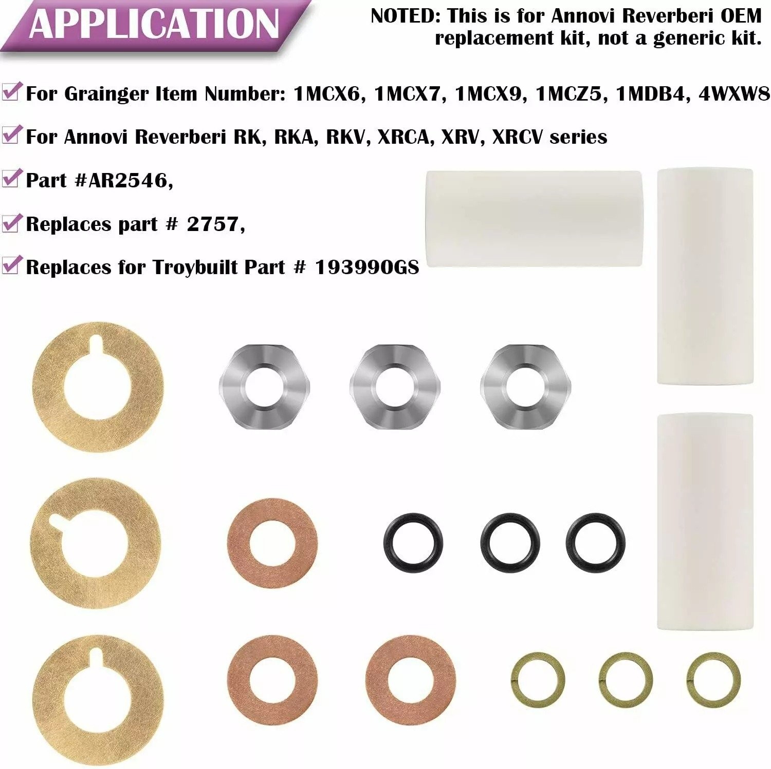 For Annovi Reverberi AR2546 Ceramic Plunger Repair Kit for RK RKA RKV 18mm Pump