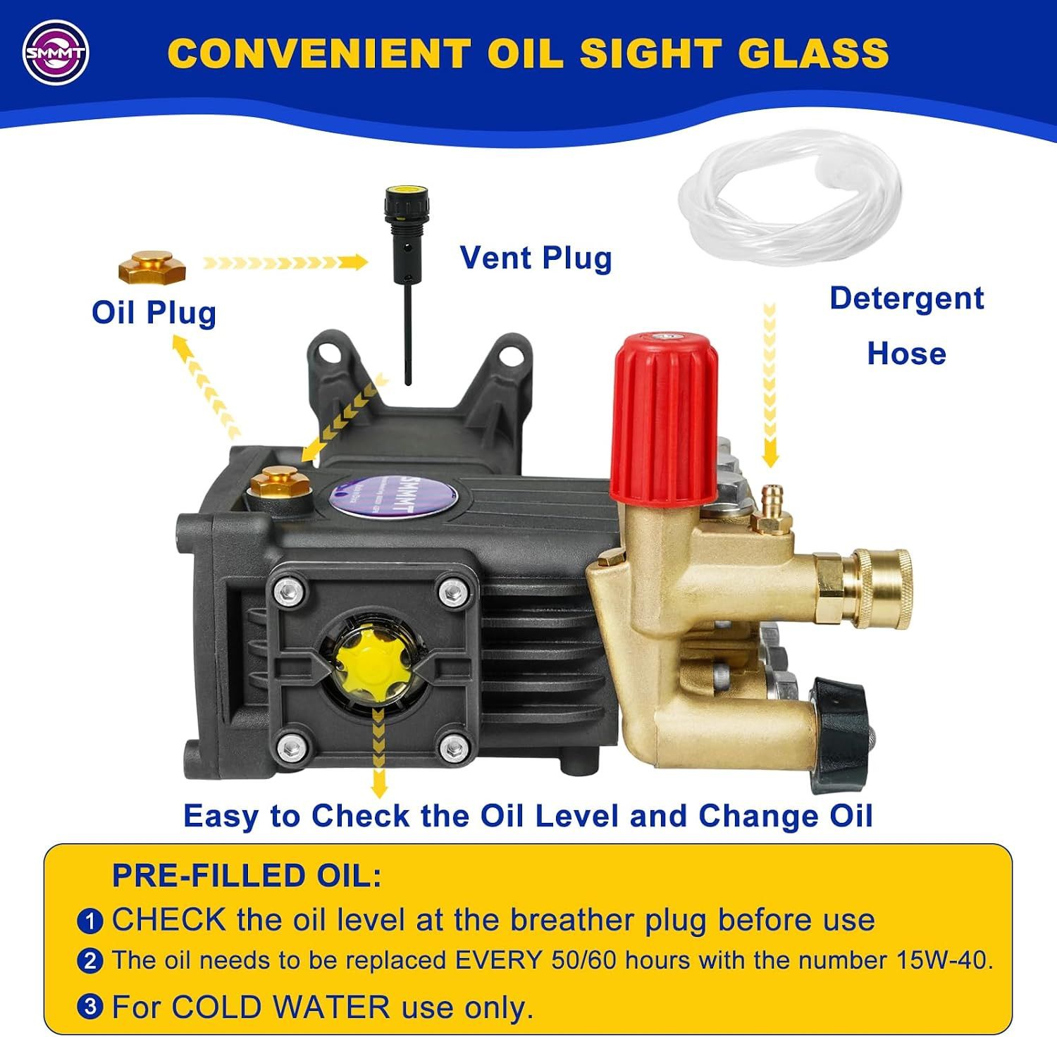 Pressure Washer Pump Max 4400 PSI 4 GPM, 1″ Shaft Horizontal Gas Power Washer Pu