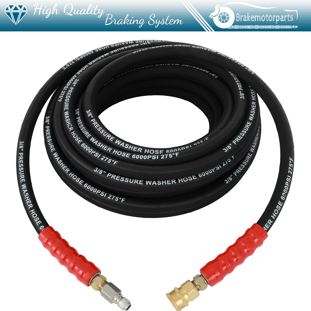 Hot Water Pressure Washer Hose 3/8″ x 50ft 6000psi 2-Braid R2 Black Brand New
