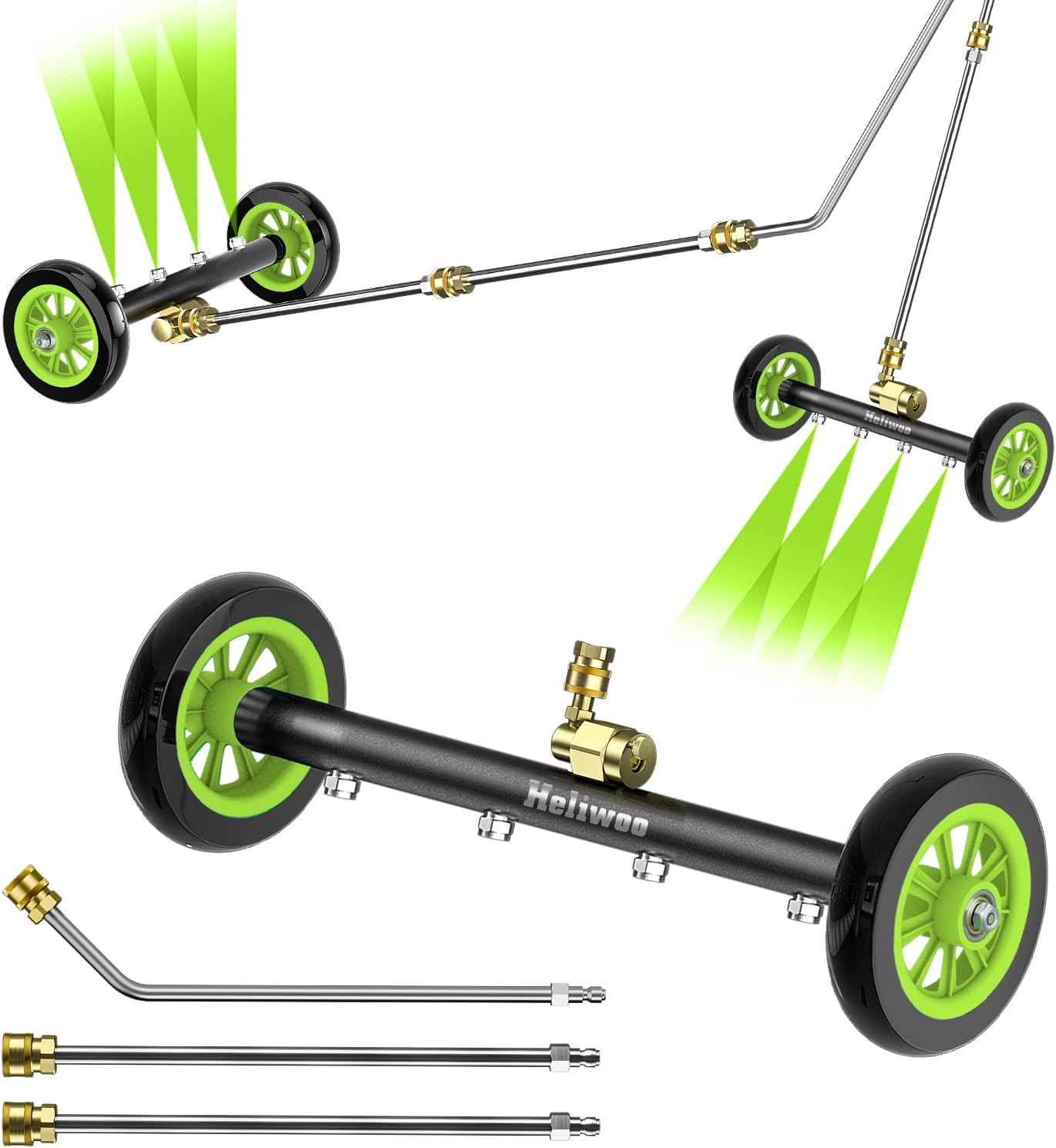 Undercarriage Pressure Washer Attachment 16 Inch, Water Broom 4000 PSI | Dual F