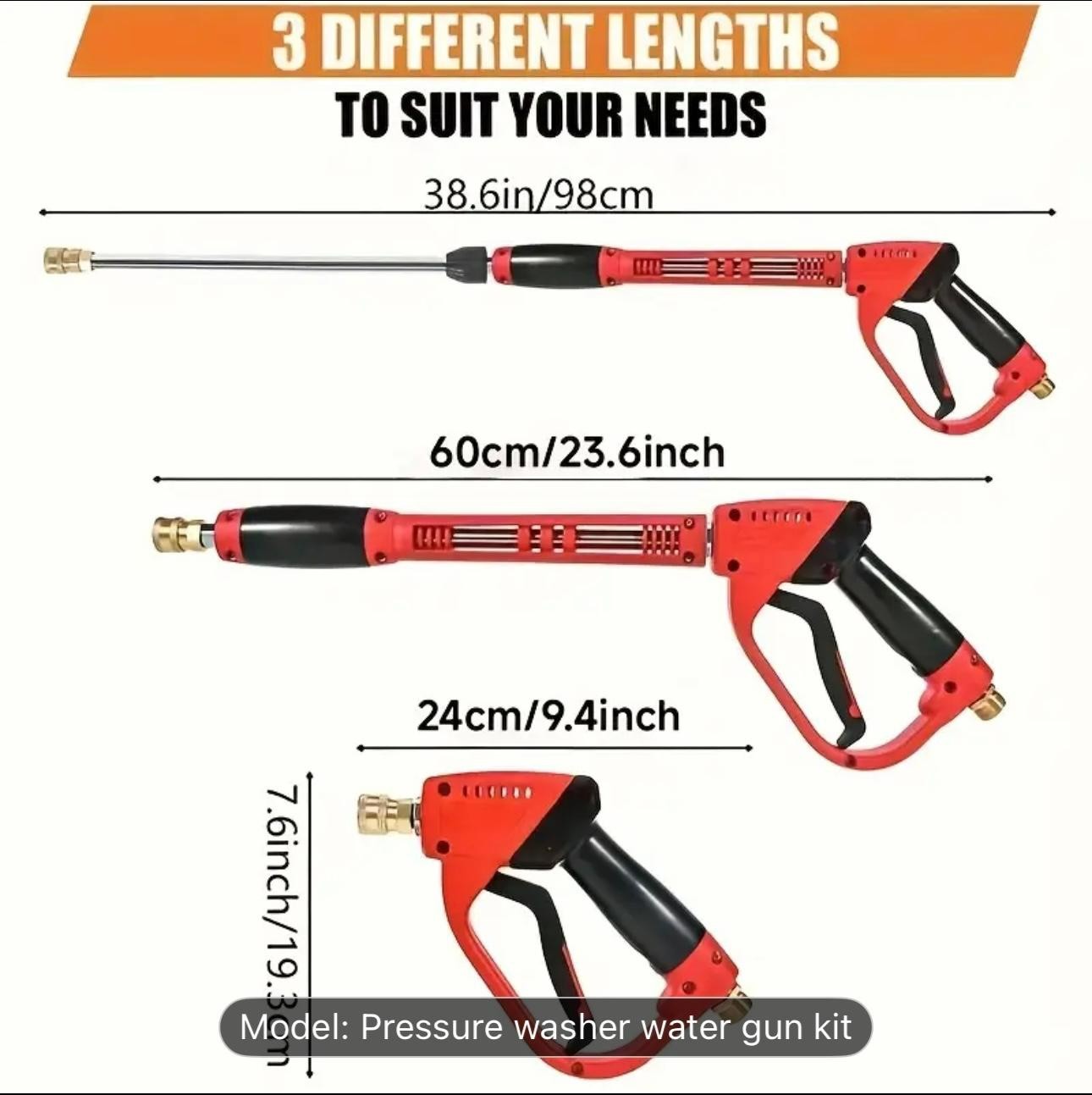 Cleaning Gun with Replacement Wand, 5 Nozzle Heads, M22 Connector, 39 Inches