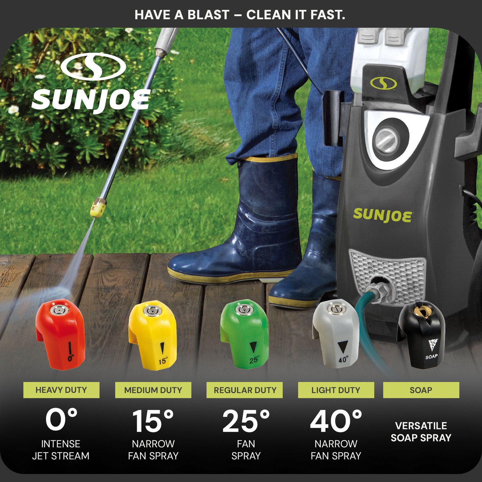 Sun Joe 5 Pack Electric Pressure Washer Quick-Connect Spray 5-Tip Set, 2030 PSI