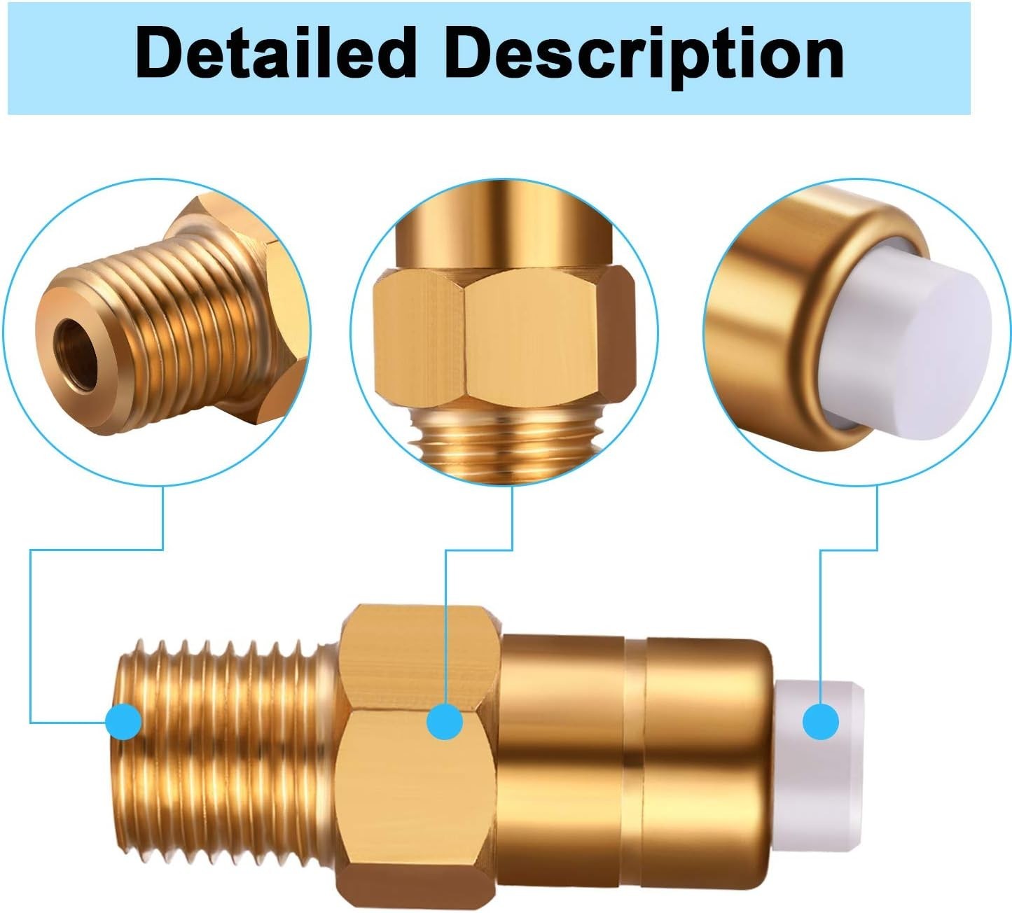 Universal 2 Pcs 1/4 in Brass Thermal Release Valve for Standard Pressure Washers