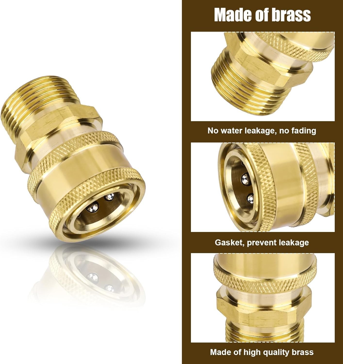 4PCS M22-15mm to 1/4″ Pressure Washer Adapter Quick Connect Kit 5000 PSI