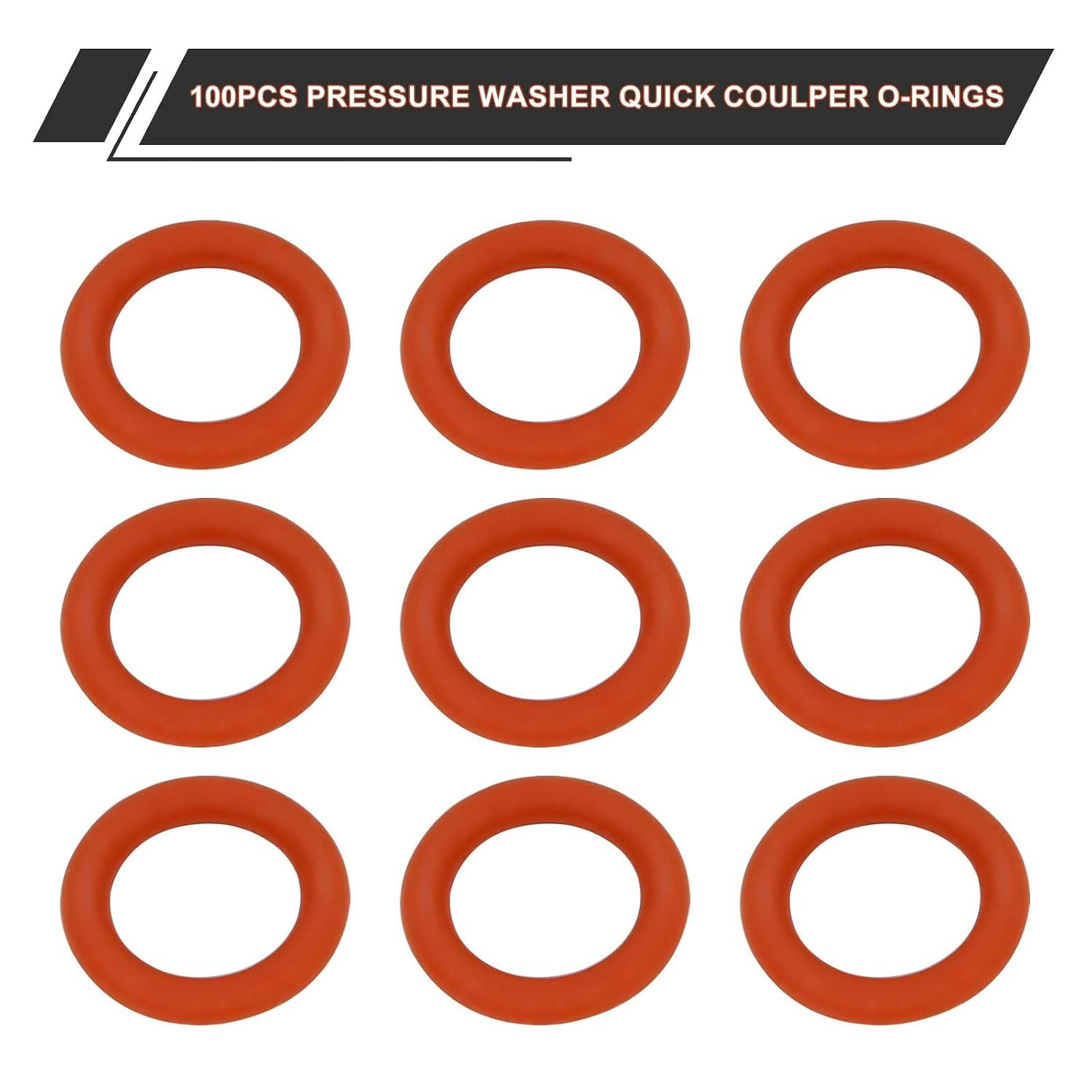 100 Pack 1/4″ Pressure Washer Quick Coulper Colored O-Rings,1/4″ O-Rings Orange