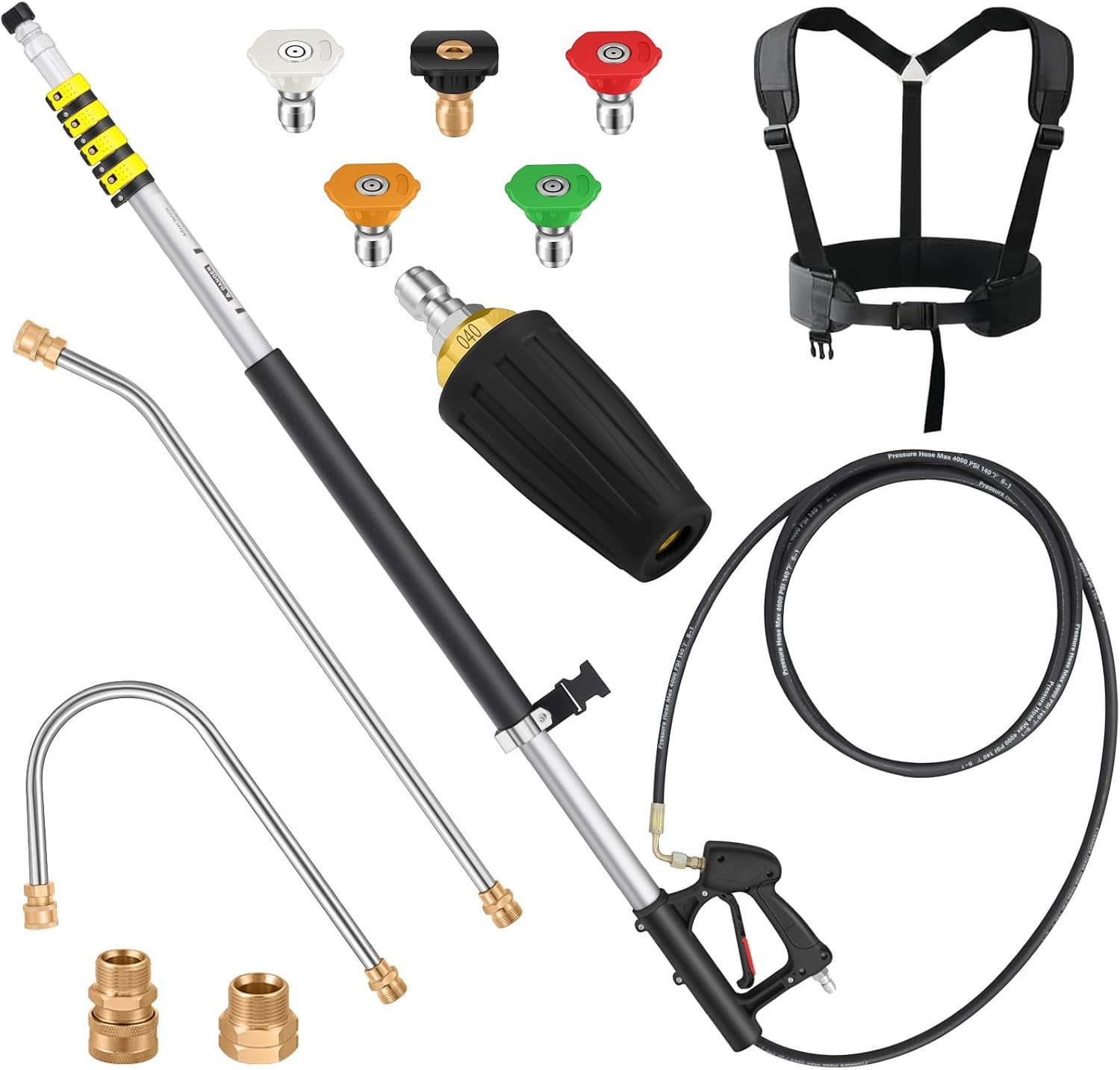 24 FT Telescoping Pressure Washer Wand Extension, Aluminum Power Washer Extensio