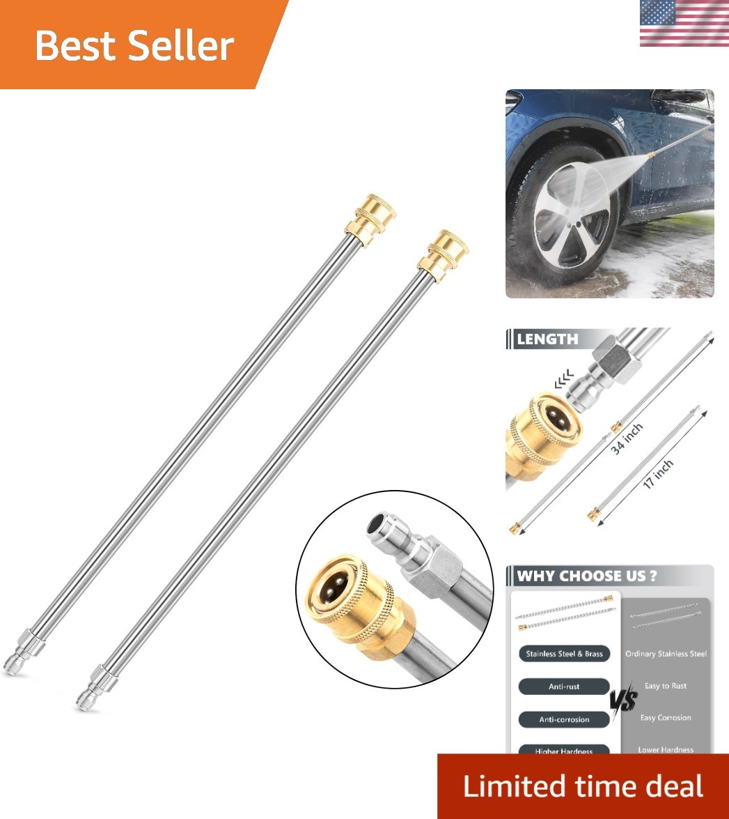 Stainless Steel Pressure Washer Wands – 17 Inch Heavy Duty 2 Pack