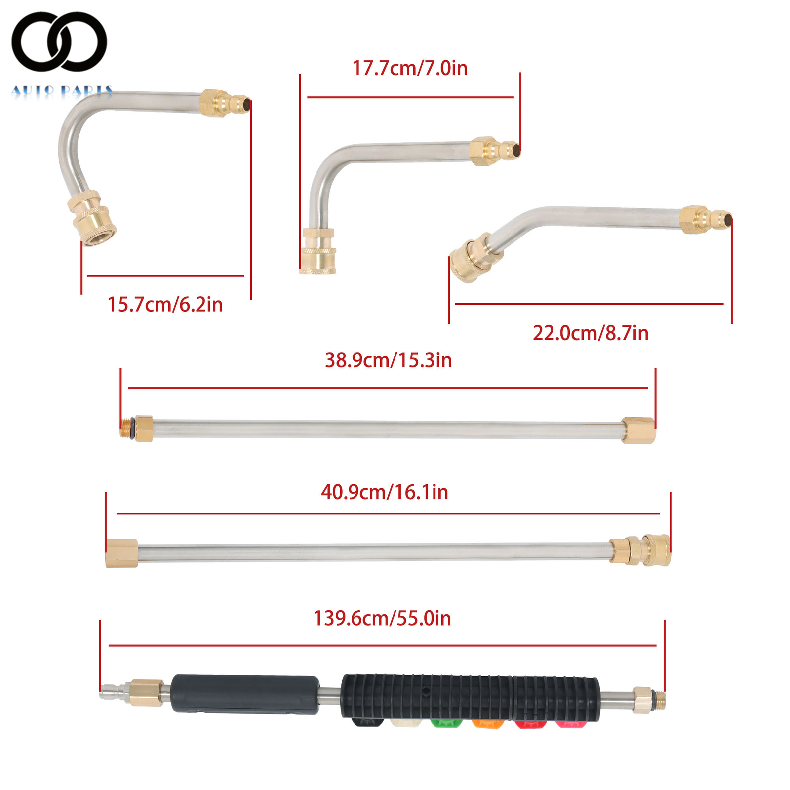 9X Pressure Washer Extension Wand Set 97″ Washer Lance Roof Gutter Cleaning Tool