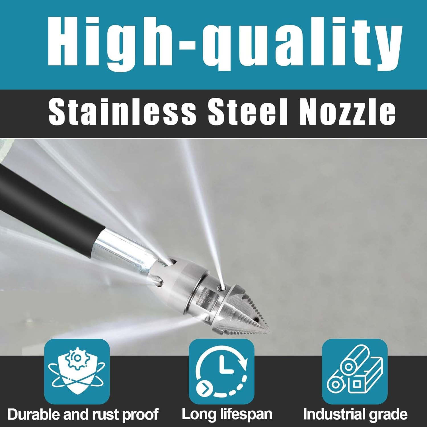 1/2 NPT Sewer Jetter Rotating Nozzle Stainless Steel Drain Pipe Cleaning Tool