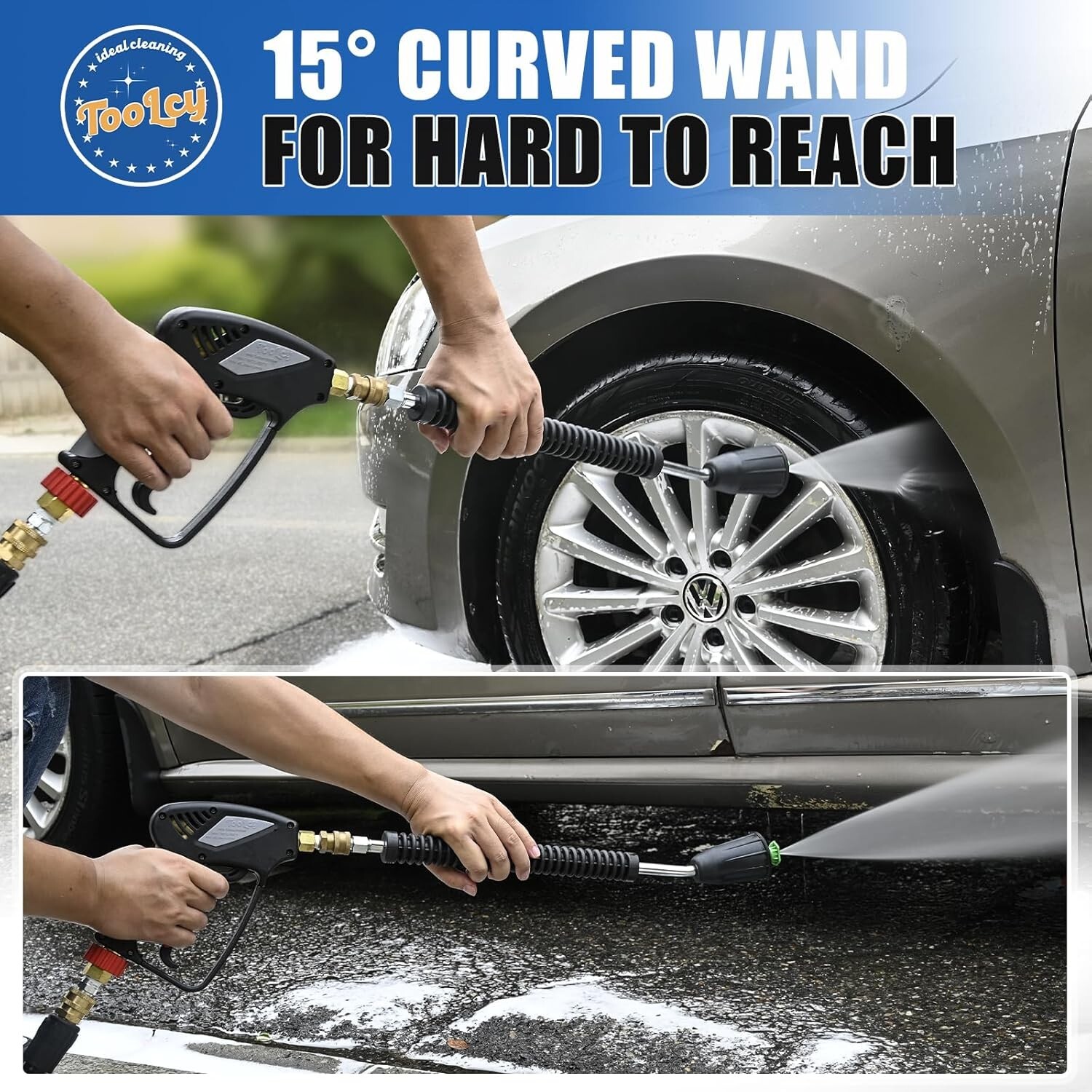 TOOLCY 5000 PSI Pressure Washer Gun & Wand M22-14mm Adapter 1/4″ Quick Connect