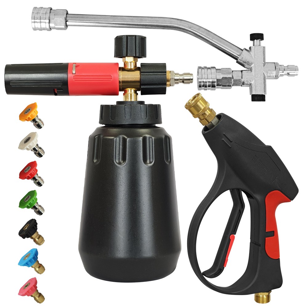 4000PSI 1/4″ Snow Foam Pressure Washer Gun Car Cleaning Soap Lance Cannon Bottle