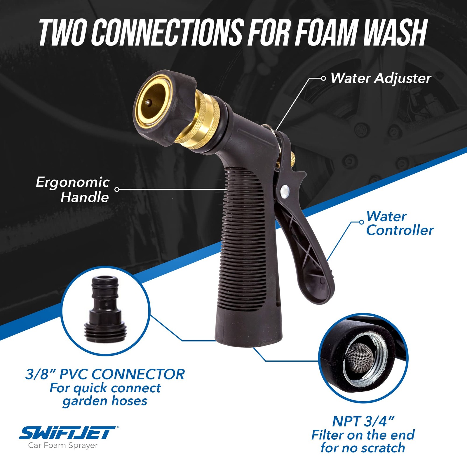 Car Wash Foam Gun + Microfiber Wash Mitt – Works with Any Soap – Garden Hose …