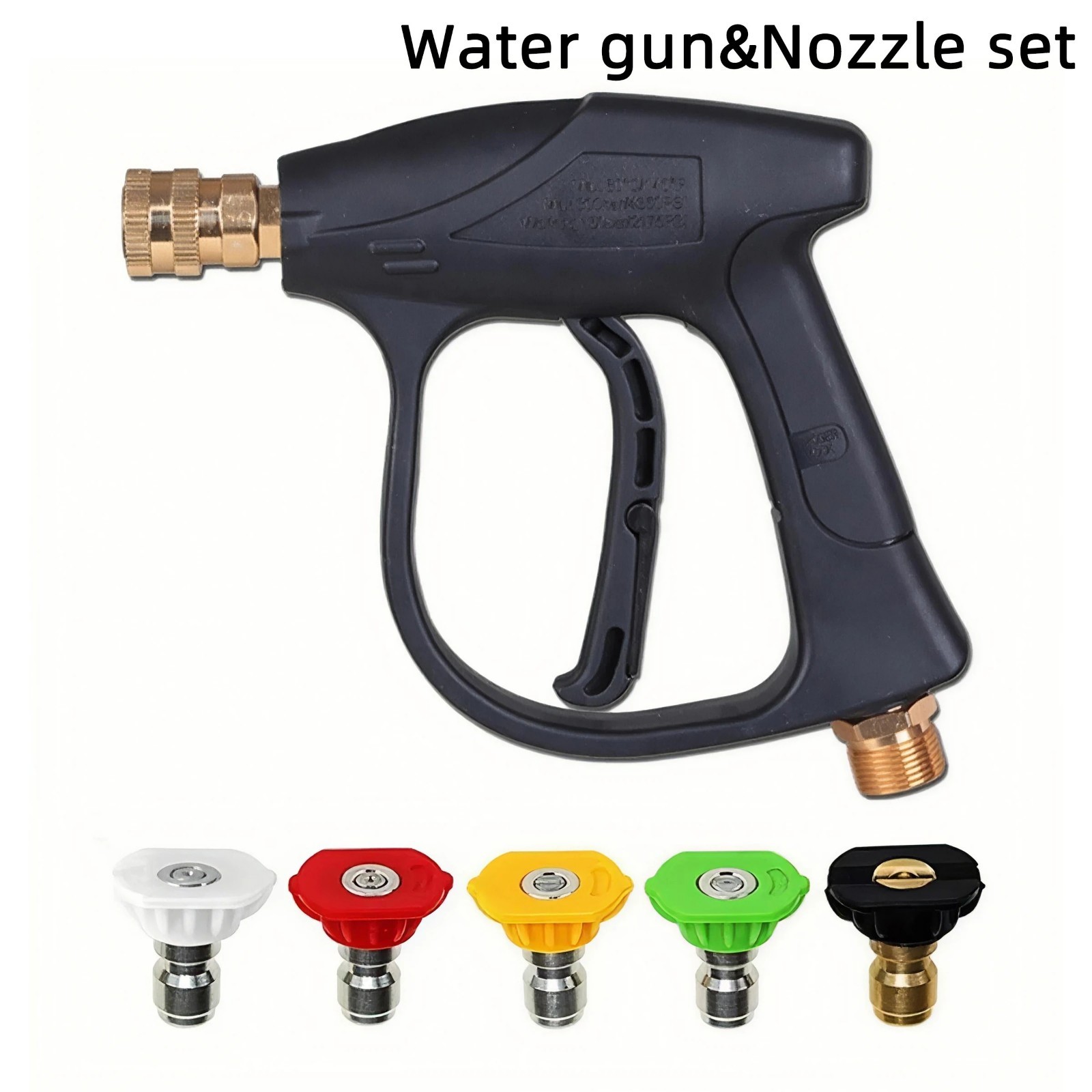 1/4″ High Pressure Washer Gun 4000 PSI Car Wash Foam Spray Short Wand w/5 Nozzle