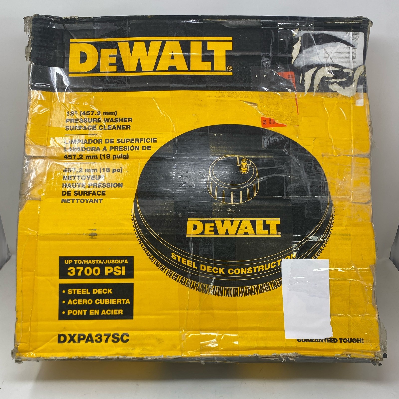 DEWALT 18″ 3700 PSI Surface Cleaner, Black Steel Deck DXPA37SC