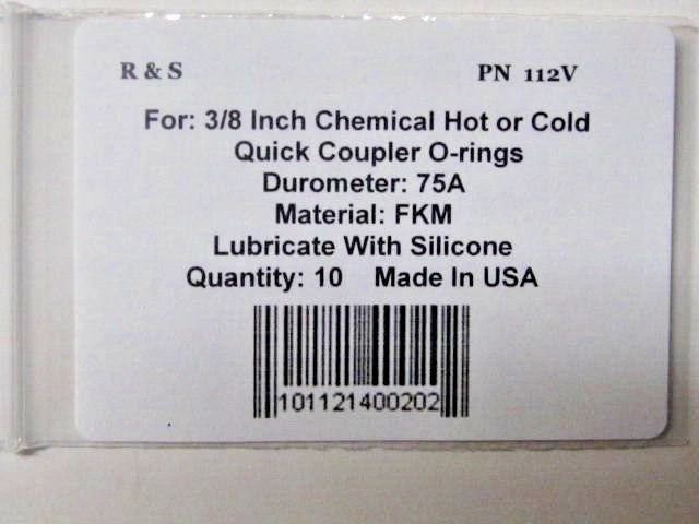 10 3/8″ Chemical, HOT or Cold Quick Coupler O-rings / R&S 112V / FKM Material