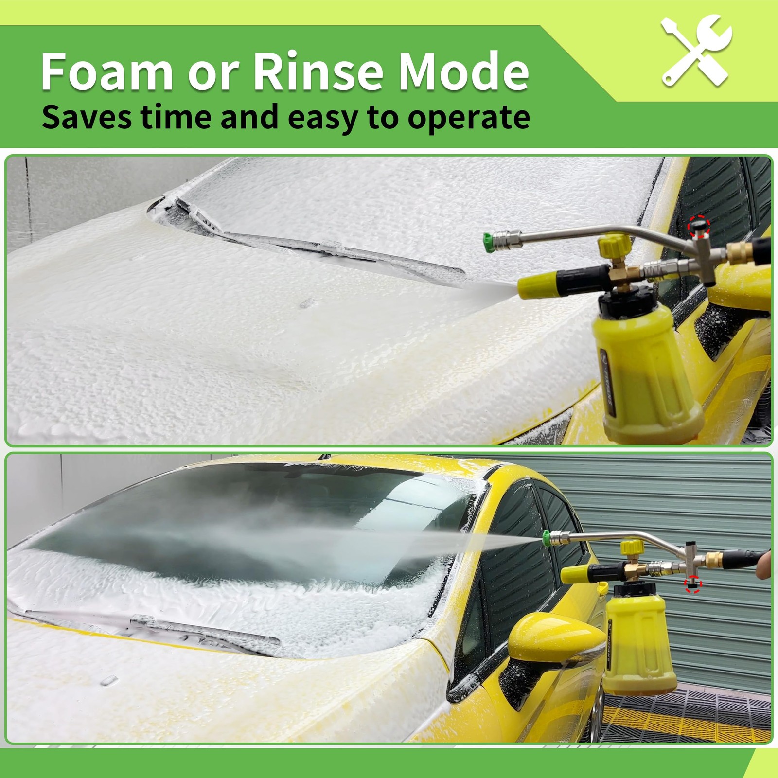 Foam Cannon Dual Connector Accessory for Pressure Washer, 1L