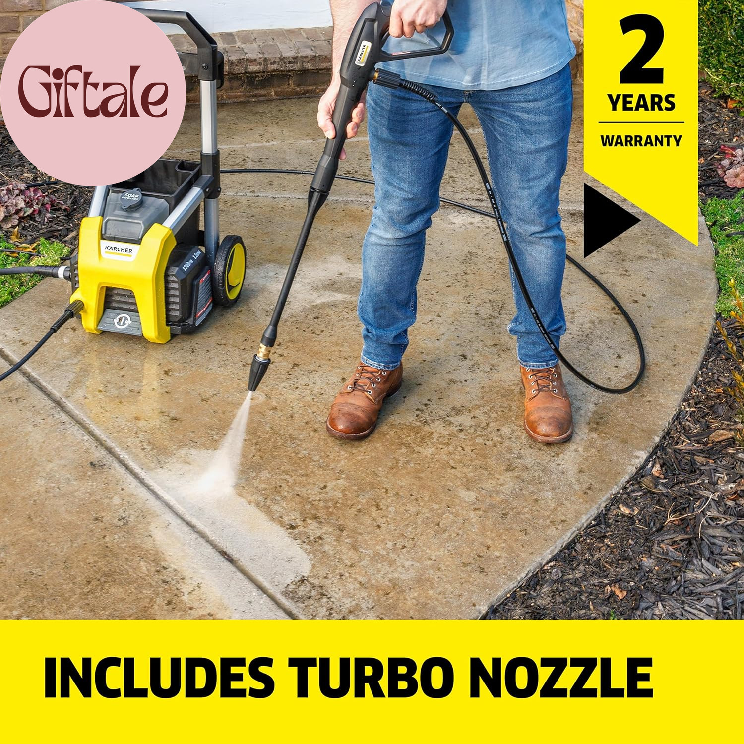 Pressure Washer K1700, CETA Certified, 3 Spray Nozzles, Detergent Tank, for Cars