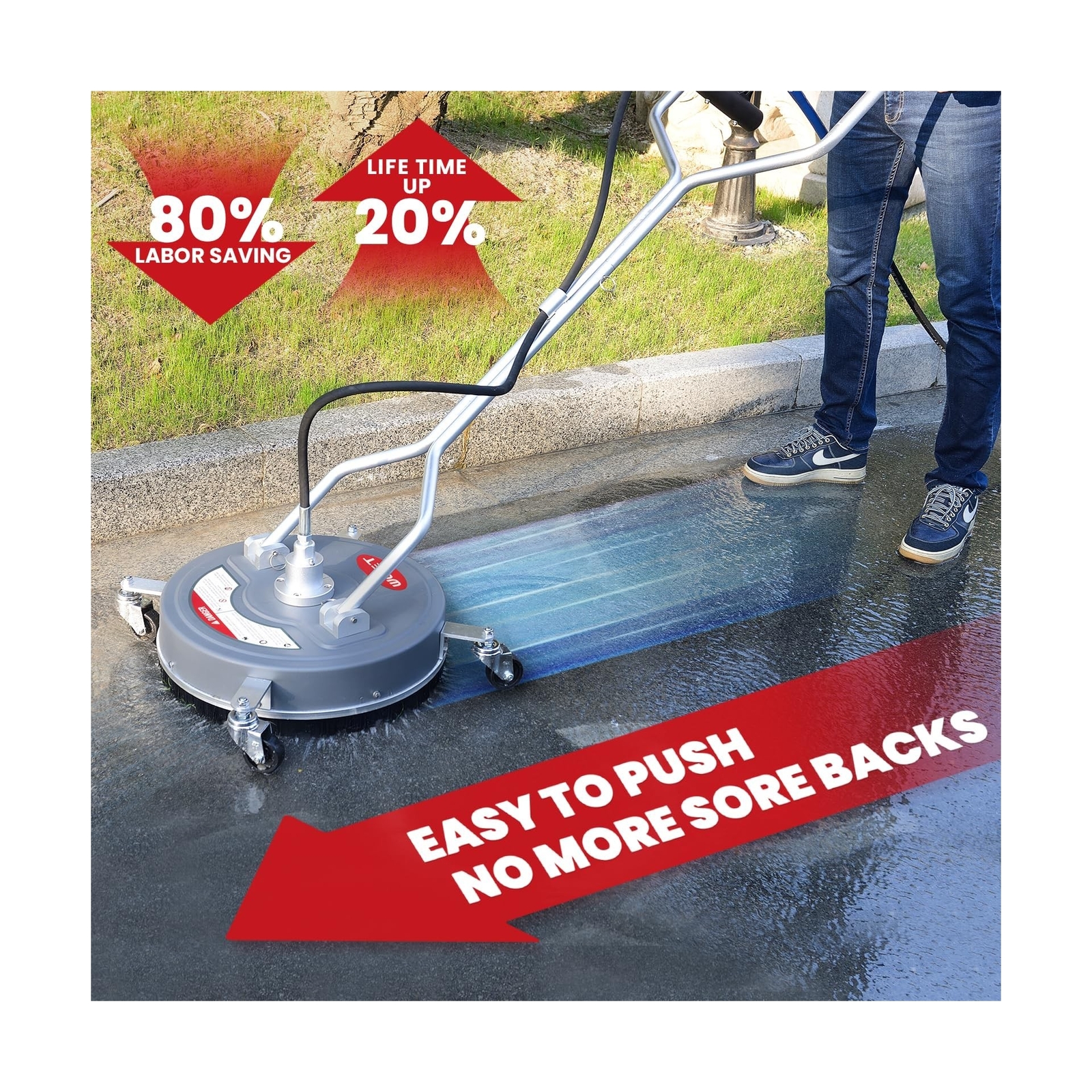 18” Pressure Washer Surface Cleaner with 4 Wheels & Dual Handles, 4500PSI