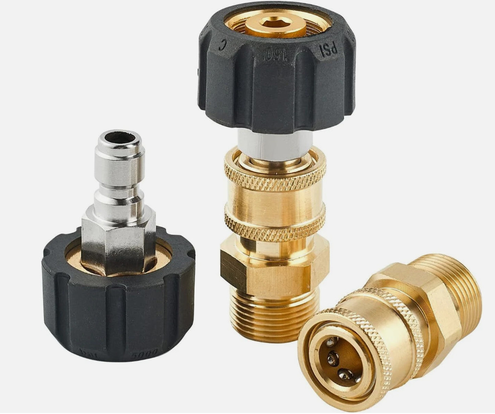 Pressure Washer Adapter Set, M22 (M22-14MM) to 3/8” Quick Connect (2 Pack)