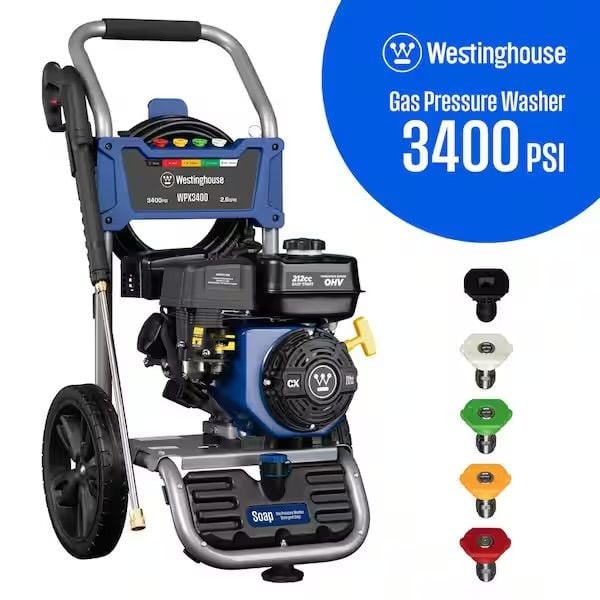 Westinghouse WPX3400 3400 PSI 2.6 GPM Gas Powered Pressure Washer with 5 Quick