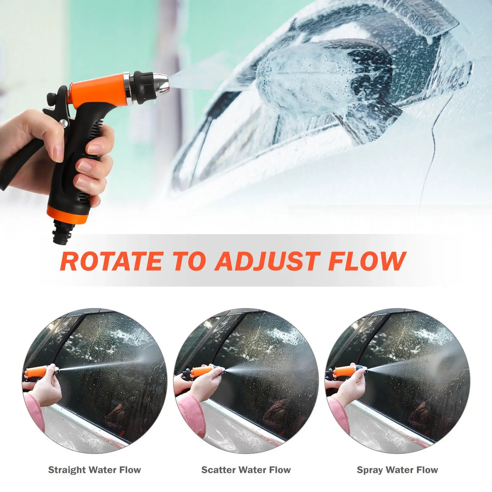 12V High Pressure Car Electric Washer Kit 130PSI Portable Self-Priming Wash Pump