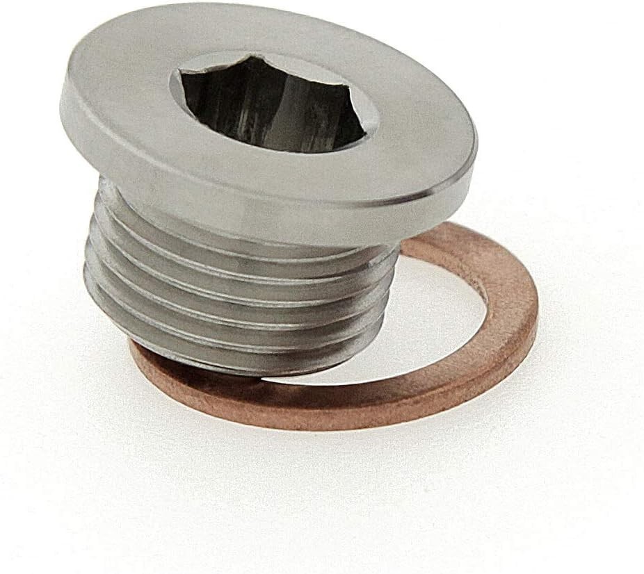 M18 x 1.5 Stainless Steel 316 Threaded Plug Fitting with Copper Washer – Slim…