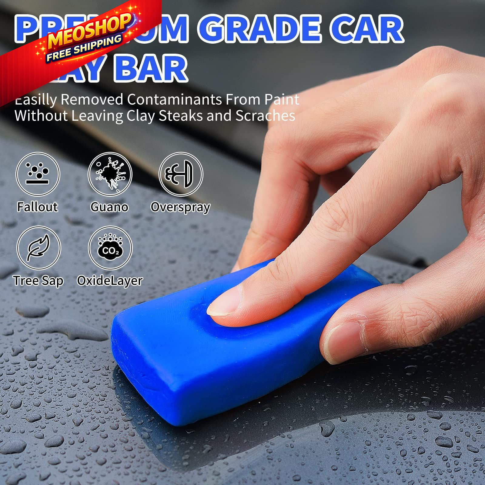 Wontolf 10 Pack Clay Bars Auto Detailing Premium Grade Magic Bar Blue