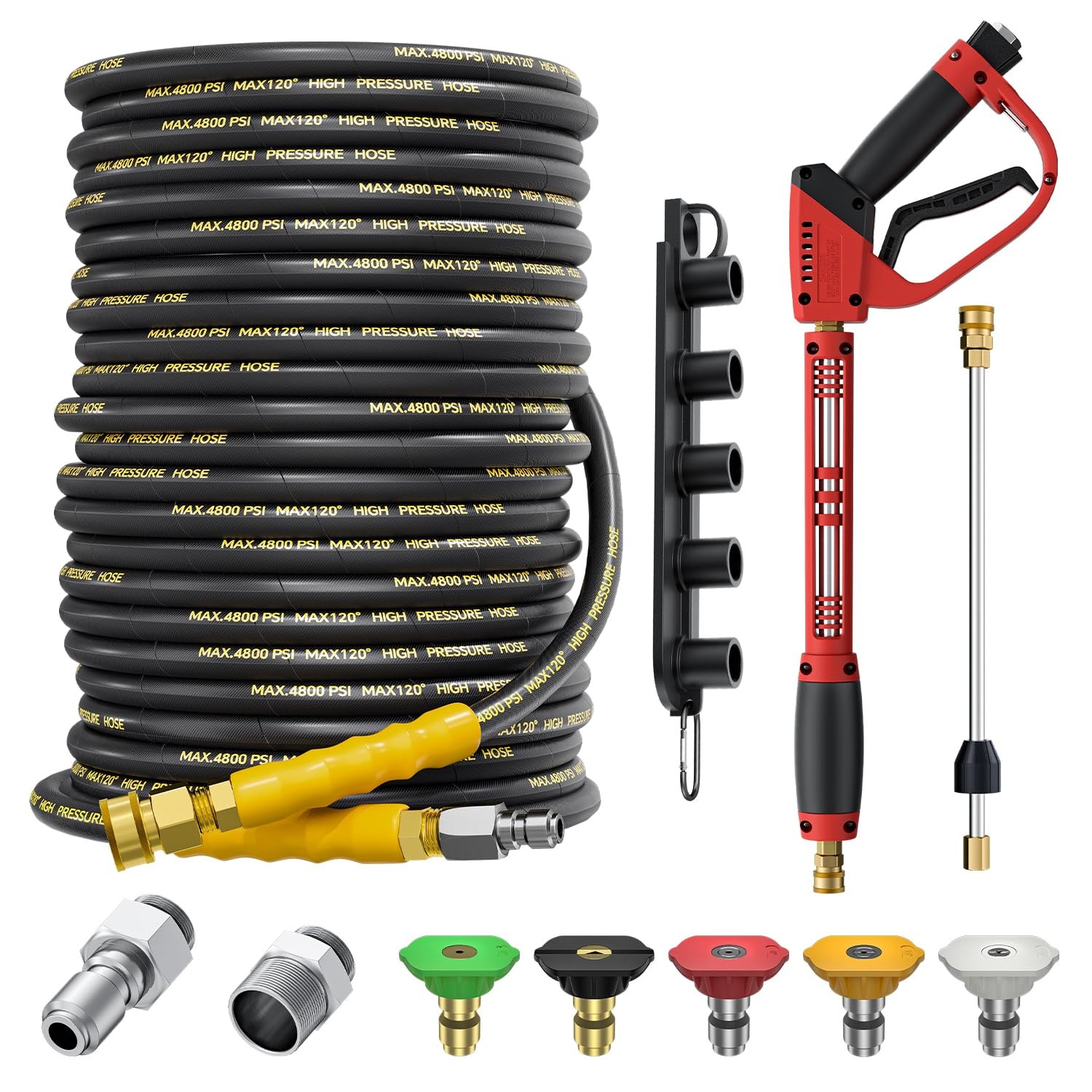 5000PSI Pressure Washer and Hose Kit, 100FT Kink Resistant Steel Braided Powe…